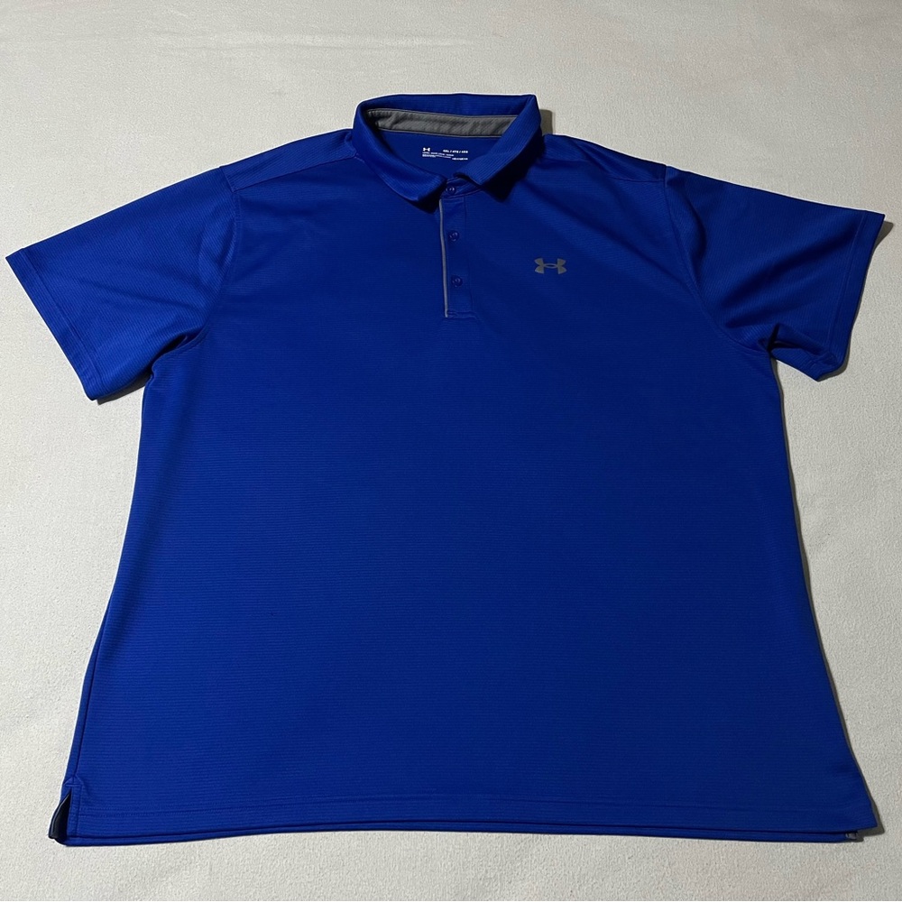 Under Armour Mens 4XL Heat Gear Polo Shirt‎ Blue Loose Fit *A Few Snags*